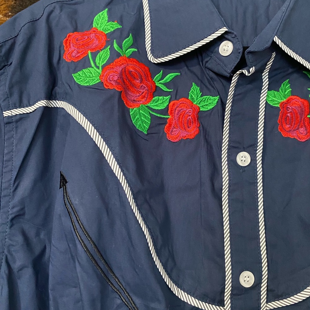 Vintage Embroidered Western Rework Crop - Picture 2 of 5
